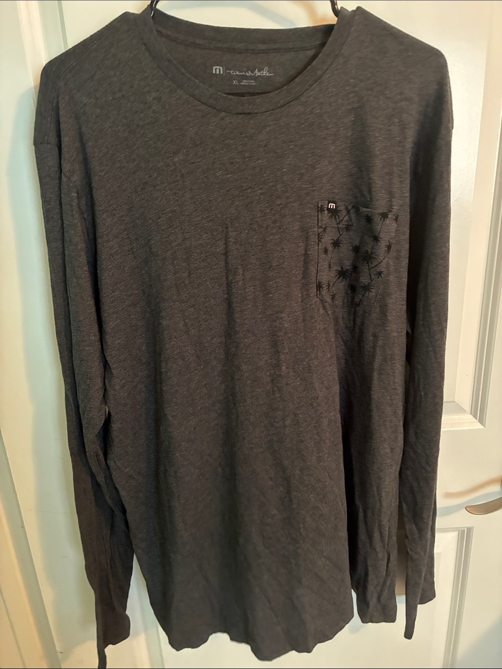 Travis Mathew Men's Charcoal Long-Sleeve Pocket T-Shirt XL